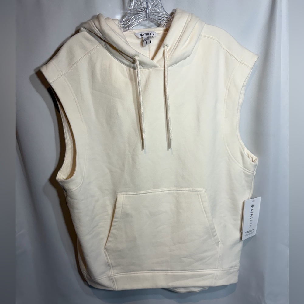 Athleta Retroplush Cocoon Sleeveless Hoody White Women’s Small Sweatshirt